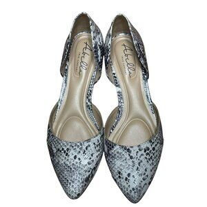 Abella Snakeskin Pointed Toe‎ Flats Size 9  Faux Leather DOrsay Shoes